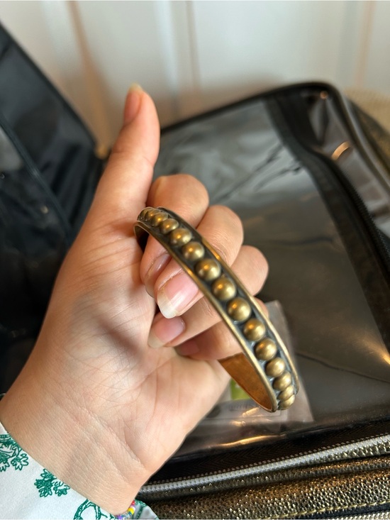 no prand Accessories - Antique Brass Beaded Cuff Bracelet - Women's Gold-Tone Accessory